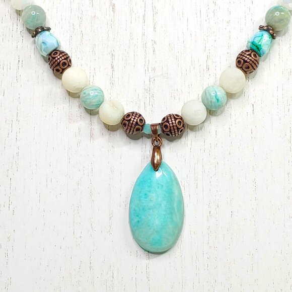 Amazonite and Crystal Necklace - Picture 6 of 11